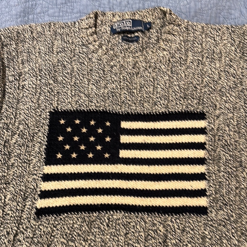Polo by Ralph Lauren Black and Cream Men's Sweater